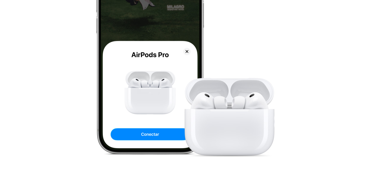 iPhone 17 Pro, funcionalidad de Conectividad en pantalla, AirPods Pro 3 y estuche de carga MagSafe (USB-C)