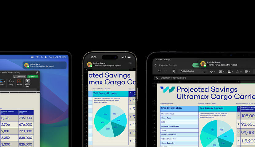 Une présentation et un SMS affichés sur différents appareils, dont une Apple Watch, un iPhone, un Mac et un iPad.