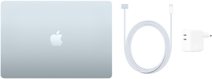 15-inčni MacBook&nbsp;Air, kabel USB-C na MagSafe&nbsp;3 i kompaktni adapter za napajanje s dva priključka USB-C od 35&nbsp;W