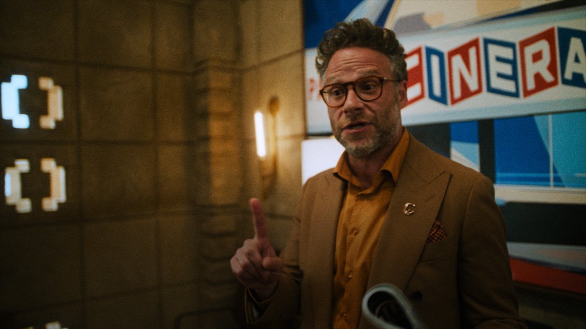 A flatscreen television showing a video of all Apple services available on Apple TV