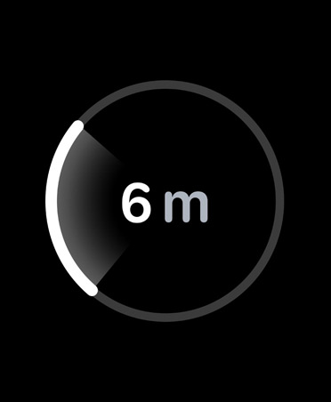 Funzione Posizione precisa, barra circolare bianca che indica la distanza stimata a cui si trova l’iPhone smarrito