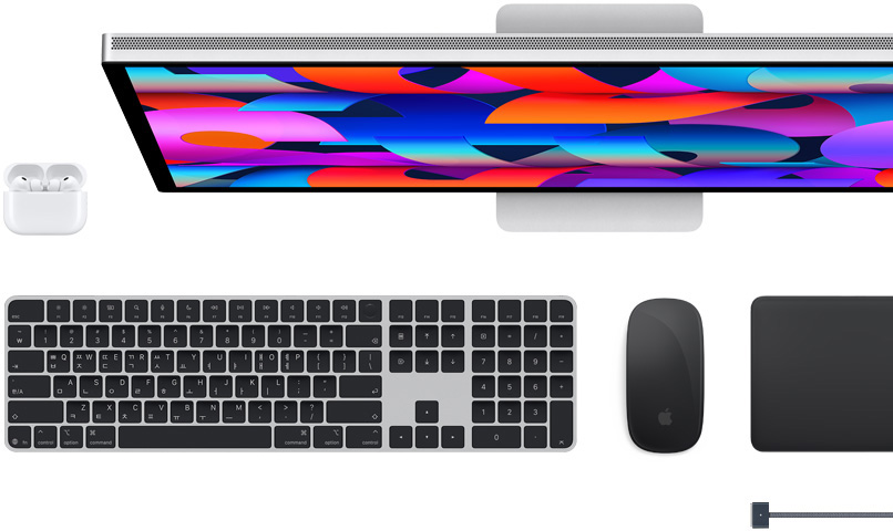 Mac 액세서리: AirPods, Studio Display, Magic Keyboard, Magic Mouse, Magic Trackpad, MagSafe 충전 케이블