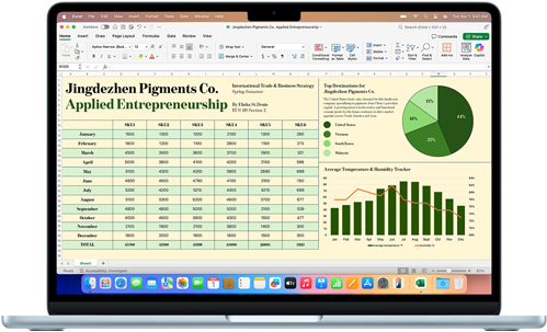 App Microsoft Excel en una MacBook Air