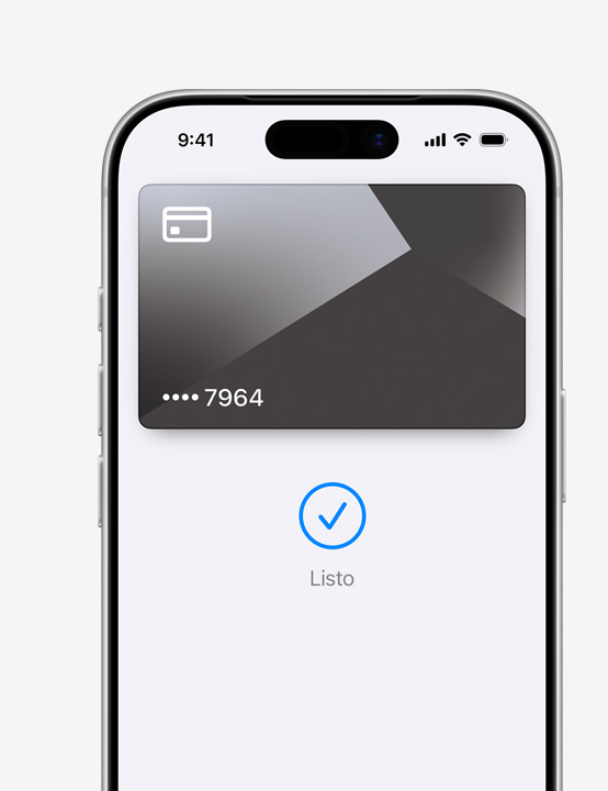 Pantalla de un iPhone, se ve una Mastercard siendo usada para pagar con Apple Pay
