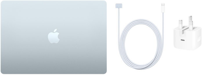 15 吋 MacBook Air，USB-C 至 MagSafe 3 連接線和 40W USB-C 動態電源轉換器