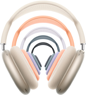 AirPods Max, over-ear headphones, purple colour, ear cushion, telescoping arms, headband