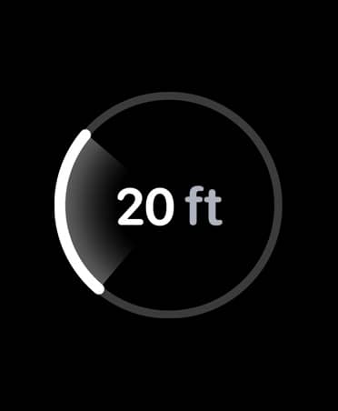 Precision Finding, white progress bar encircles estimated distance to misplaced iPhone