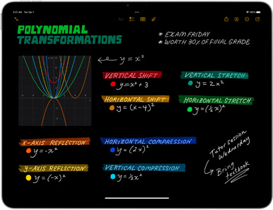Aplikasi Catatan yang ditampilkan di iPad Air
