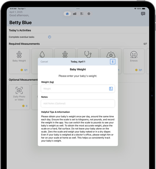 iPad-software, som viser Locus Health-appen.