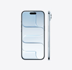 iPhone Air, преден екстериор, небесносин цвят, центриран в горната част Dynamic Island, изглед отстрани, много тънък профил, страничен бутон, бутон за Управление на камерата