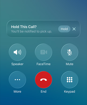Приложение на телефона, показващо работата на Асистент за задържане функцията