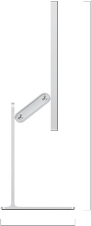 Side view of Studio Display with tilt- and height -adjustable stand, showing height of display at top position